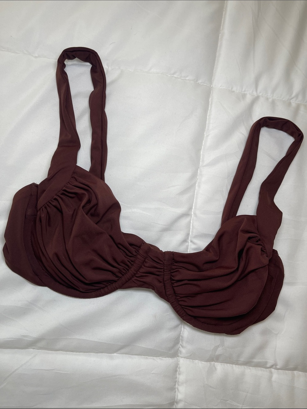 BECCA Deep Chocolate Ruched Underwire Bikini Top